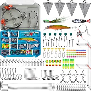 Surf Fishing Tackle Kit,161pcs Saltwater Fishing Gear Fishing Bait Rigs Fish Finder Rigs Pompano Rig Pyramid Sinker Weight Ocean Saltwater Fishing Lures Hooks Swivels Various Fishing Accessories product image