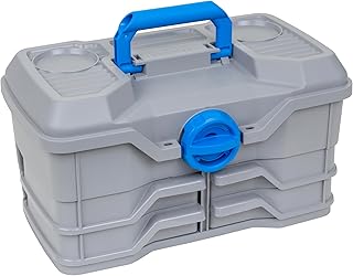 Flambeau Outdoors Next Gen 4/0 Medium Fishing Tackle Box - 4 Pivot Trays, 23 Compartments, Includes 25-piece Tackle Kit, Fishing Tackle and Gear Storage, Fishing Lure Organizer, Light Gray product image