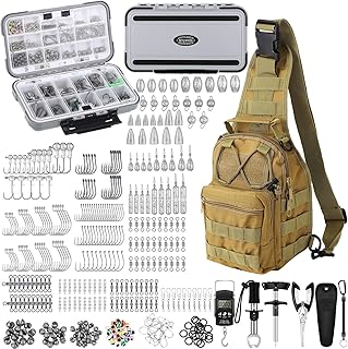 397 Pcs Fishing Accessories Kit Tools Include Backpack Fishing Tackle Box with Hooks Weights Sinkers Spinner Blade Gear product image