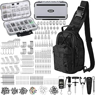 397 Pcs Fishing Accessories Kit Tools Include Backpack Fishing Tackle Box with Hooks Weights Sinkers Spinner Blade Gear product image