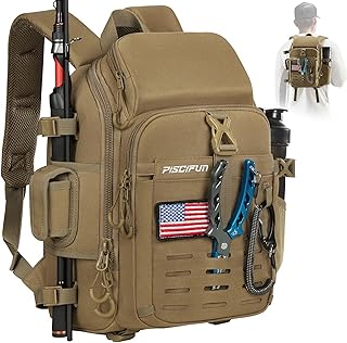 Piscifun Fishing Tackle Backpack with Rod & Gear Holder, Lightweight Fishing Tackle Storage Bag with Protective Rain Cover product image
