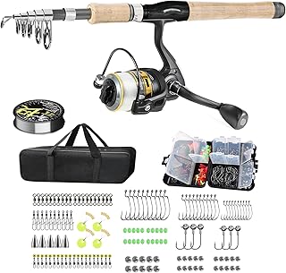 Carbon Fiber Fishing Pole Combo Set - 2.1m/6.89ft Spinning Reel, 145pcs Accessories Kit for Saltwater & Freshwater Fishing product image