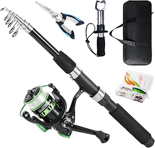 Tripquips Fishing Rod, 6.9ft Telescopic Fishing Rod and Reel Combo with Fishing Pliers and Lip Gripper Fishing Equipment, 5.2:1 Pre-Loaded Spinning Reel Combo Set Fishing Pole product image