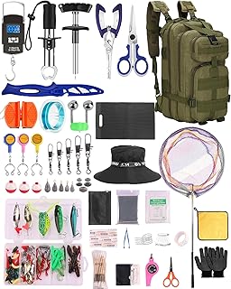 Fishing Tool Kit - 112pcs Fishing Gear & Equipment, Fish Pliers, Hook Remover, Scale, Scissors, Lip Gripper, Lures product image
