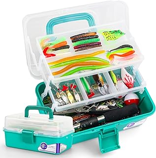 3 Layers Tackle Box with Tackle Included, 321Pcs Fishing Lures Kit Contains Pliers, Crankbait, Hooks, Weights & Accessories, Fishing Gear Bait Lure Gifts for Men Bass Freshwater (Green) product image