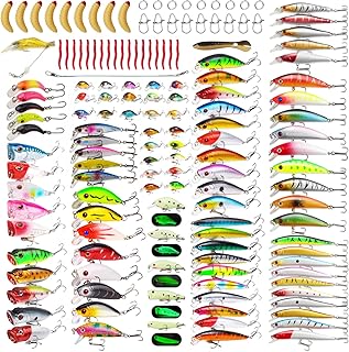 TSKS Fishing Artificial Lures Kit Mixed Including Front Diving Fin Minnow Surface Popper Crank Baits Pencil VIB with Hook and Soft Lures Accessories for Saltwater Freshwater Trout Bass Tackle Gift Set product image
