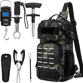THKFISH 7Pcs Fishing Backpack with Fishing Pliers Kit, Tactical Fish Sling Tackle Bag Included Fishing Tackle kit, Digital Fishing Gear Weight Scale, Fish Hook Remover Tools product image