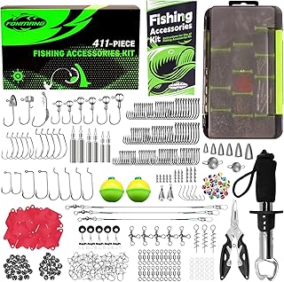 FONMANG 322-Piece Fishing Lures Kit - Buzz Bait/Spinner Baits/Jig/Frog, Fishing Tackle Box with Tackle Included, Soft Bait/Hooks/Weights, Fishing Gear Lure Kit Gift for Men Freshwater Bass Trout product image
