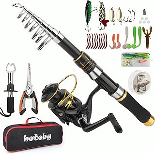 Fishing Pole Combo Set, 6.89ft Fishing Rod and Reel Combo, Carbon Fiber Telescopic Fishing Rod Kit with Spinning Reel, Fishing Pliers, Lip Gripper, Line, Lures for Beginner Angler product image