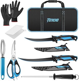 Fillet Knife Kit Combo, Fishing Knives and Honing Rod, Ultra-Sharp G4116 German Stainless Steel, Non-Slip Handle, Durable Storage Bag, Fishing Gifts for Men product image
