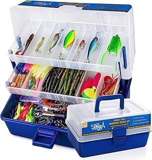 448-Pcs Fishing Lures Kit – Complete 3-Layer Tackle Box Set with Hooks, Weights, Bobbers, Pliers, Rigs, Leaders, Fluorocarbon Line, Accessories & More for Kids Fishing Gear product image