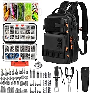 THKFISH Fishing Tool Kit, Backpack and Tackle Box with Tackle Included Lures Hooks Sinkers Accessories Kit,Pliers, Fish Lip Gripper, Fishing Gear and Fishing Gift for Men product image