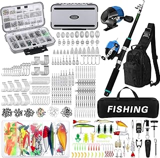 484 Pcs Fishing Tools Kit Fishing Accessories Kit Include Fish Rod and Reel Combo Set Tackle Box with Tackle Hook Remover Tools Backpack Lures for Men Women Fish Gear Gifts product image