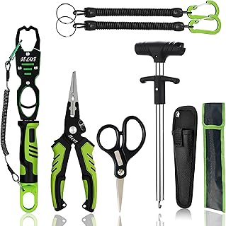 Selake 7-in-1 Saltwater Fishing Kit, Fish Lip Grip with Scale, Fishing Pliers, Hook Remover, Line Cutter & Scissors for Anglers Kayak Ice Fishing product image