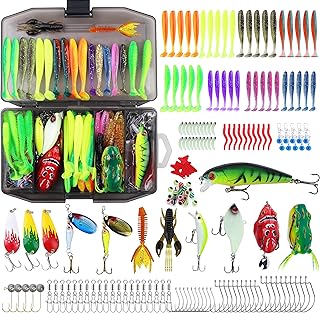 220 Pcs Fishing Lures Equipment Tackle Gear Box for Bass, Fish Kit with Soft Lures,Hooks, Accessories Tools,Frog,Worms,Plastic Bait, Swimbait,Crappie Jigs,Crankbaits, Gifts for Men product image