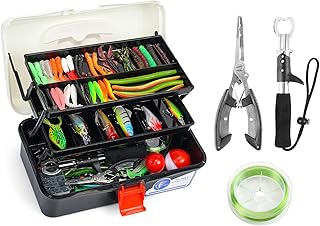 Large 3 Layers Tackle Box with Tackle Included, 432Pcs Fishing Lures Kit Contains Pliers, Crankbait, Hooks, Weights & Accessories, Fishing Gear Bait Lure Gifts for Men Bass Freshwater (Black) product image
