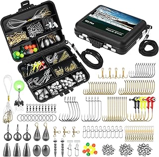MadBite by KastKing 182/265/400pcs Compact Fishing Tackle Kit - All-in-One Freshwater Hooks, Weights, Bobbers in Tackle Box, Fishing Gear Set for Bass Trout Panfish product image
