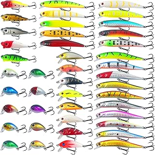 43Pcs Fishing Lures Kit Minnow Popper Walleye Fishing Lures Mixed Hard Crank Baits for Bass Fishing Walleye Salmon Freshwater Saltwater product image