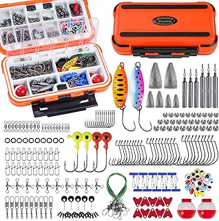 THKFISH 210pcs Fishing Accessories Kit, Double-layer Organized Fishing Tackle Box with Tackle Included Fishing Hooks, Weights Sinkers, Bass Trout Fishing Gear product image