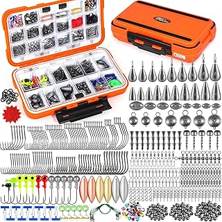 PLUSINNO Fishing Gear Accessories Kit, 449PCS Fishing Tackle Box with Tackle Included, Fishing Hooks, Fishing Weights Sinkers, Jig Heads, Fishing Tackle Set Equipment for Bass Trout, Gifts for men product image