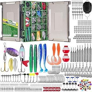 THKFISH 375pcs Fishing Accessories Kit, Double sided Organized Fishing Tackle Box with Tackle Included Hooks, Weights Sinkers, Bass Fishing Gear Gifts product image