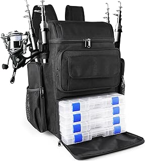 Fishing Tackle Backpack With Rod Holders, 45L Large Tackle Bag & Fishing Tackle Backpack for Fishing, Camping, Hiking,Black product image