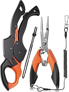 Fish Gripper 9.2",Muti-Function Line Cutter Fishing Pliers, Saltwater Fishing Tool Kit,Fishing Gear with Fishing Lanyard product image