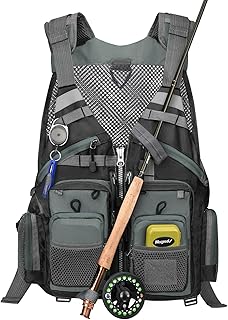 Gonex Fly Fishing Vest for Men Women, Comfortable Adjustable Fishing Vest with Multi-Pockets Reflective Stripes product image