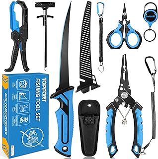 TOPFORT Fishing Gear Tool Kit - 7PC Saltwater Fishing Pliers Accessories Set - Fishing Equipment with Fish Knife Scissors Hook Remover Tools Line Cutter and Fish Lip Gripper - Fishing Gifts for Men product image