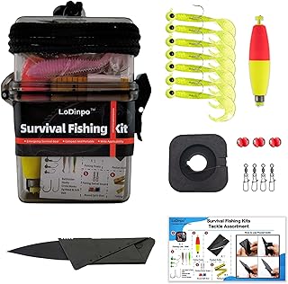 Mini Survival Fishing Kit Small Emergency Fishing Gear Box Pocket Fishing Tackle Travel Fishing Shoebox Surf Survivalist Fishing Accessories Pack Gifts for Fishing Starter Men product image