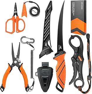 KastKing SteelStream Fishing Tool Set, Fishing Gear - Corrosion Resistant Fishing Pliers, Fillet Knife, Fishing Scissors, Fish Lip Gripper, Multi-Functional Jaw, Fishing Gifts for Men product image