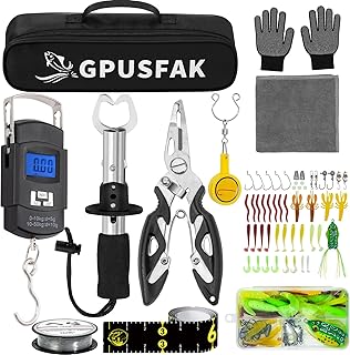 Fishing Tool Kit, Fishing Gears, Pliers Ice Fly Hook Knotter Lip Gripper Anti-Slip Gloves Lures Baits Accessories product image