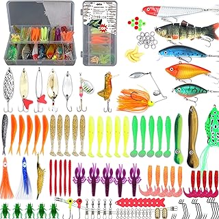 EXAURAFELIS Fishing Gear Fishing Lures Kit for Freshwater/Saltwater,Bass Trout Salmon Fishingtackle Box Spoon Lures Crankbaits Soft Plastic Worms Jigging Hooks product image