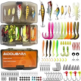 Fishing Lures kit, 132pcs Tackle Box Kit Included Crankbaits, Spoon, Hooks, Weights & Other Accessories, Freshwater & Saltwater Bait Lure for Bass, Trout, Walleye, Fishing Gear Gift for Men product image