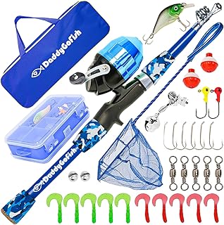 DaddyGoFish Kids Fishing Pole - Rod Reel Combo Tackle Box Starter Set - First Year Small Gear Kit for Boys Girls Toddler Youth Age Beginner Little Children product image