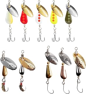 SHIAWASENA Fishing Spinners, 10pcs Trout Fishing Lures Kit, Inline Spinner Baits with Single Hooks &Treble Hooks & Fly Hooks, High-Reflective Flash Spoons for Trout, Salmon, Panfish, Bass, Pike product image