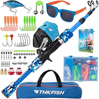 Kids Fishing Pole Set, Telescopic Fishing Rod Reel Combo Kids Starter Kit with Lures Tackle Box, Foldable Stool and Portable Bag for Boys Girls Younth product image