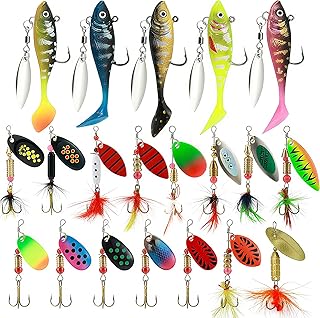 Fishing Spinner Lures Kit 10/15/16/20PCS, Inline Spinner Baits with Treble Hooks and Feather Tails, Metal Fishing Lures for Trout Bass Salmon Panfish, Multi-Color Freshwater Fishing Tackle Set product image