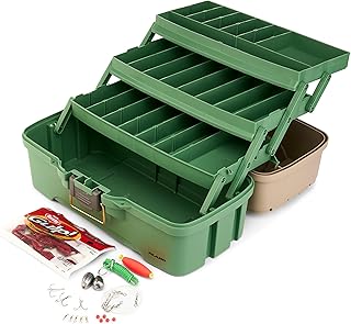 Plano Three-Tray Tackle Box Catfish Kit, Green/Tan, Rust-Proof Brass Latch, Top-Access Tray Compartments with Deep Storage, Made in the USA, Portable Fishing Gear Storage Organizer product image