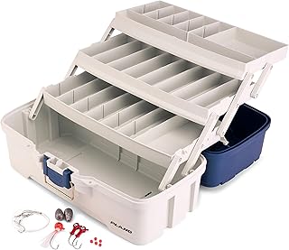 Plano Three-Tray Tackle Box Striper Kit, Blue/Grey, Rust-Proof Brass Latch, Top-Access Tray Compartments with Deep Storage, Made in the USA, Portable Fishing Gear Storage Organizer product image
