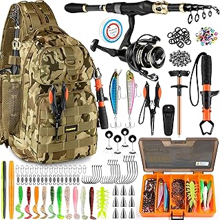 PLUSINNO Fishing Backpack with Fishing Rod and Reel Combos Tackle Boxes, Waterproof Tackle Backpack for Fishing Gear with Rod Holder, Fishing Gifts for Men with Fishing Tool Kit... product image