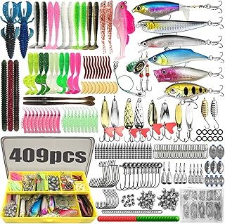 CATCHRO 409 Pcs Fishing Lure Kit & Tackle Box Set, Complete Fishing Stuff for Freshwater & Saltwater, Kids Tackle Box with Hooks, Lures & Accessories, Ideal Gifts for Fishermen & All Skill Levels. product image