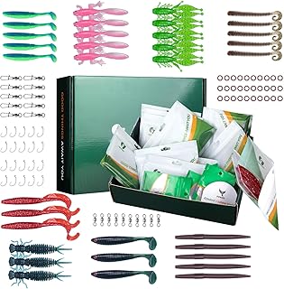 Kids Fishing Kit with Soft Plastic Lures, All-in-One Tackle Box Set with Hooks & Accessories, Ready-to-Fish Beginner Bass Fishing Gear for Kids, Teens & Family, Freshwater Gift product image