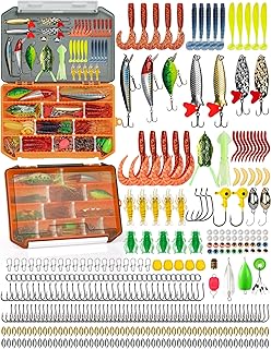 Fishing Lures,380Pcs Tackle Box with Tackle Included, Fishing Gear with Frogs,Soft Baits, Hooks & Other Accessories,Fishing Bait Kit for Bass Trout product image