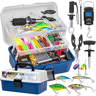 THKFISH 400PCS Fishing Lures Accessories Kit with Large 3-Layer Tackle Box Complete Freshwater Bass Fishing Gear Tools Set with Pliers, Fish Scale, Crankbait, Hooks, Weights Sinkers, Gift for Men product image
