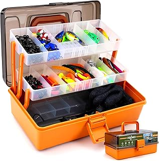 Large 3-Layer Fishing Tackle Box with Tackle Included, All-in-One 417 Pcs Fishing Lures Kit with Small 2-Sided Box & Gloves for Anglers, Complete Freshwater Bass Fishing Gear, Gift for Men product image