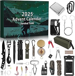 2025 Survival Kit Advent Calendar for Men - 24 Days of Premium Outdoor Tools & Emergency Gear,Ultimate Christmas Countdown Gift for Dad, Husband, Teen Boys for Camping, Hiking, Fishing product image