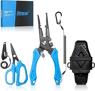 3Pcs Fisihng Tool Kit, Fishing Plier with Sheath, Fishing Scissor - Saltwater Resistant Fishing Gear, Line Cutter, Hook Remover, Fishing Tool Set, Gift for Men product image