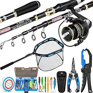 PLUSI·NNO Fishing Gear,Full Fishing kit Include Fishing Rod and Reel Combo, Tackle Box with Fishing Lures, Fishing Accessories, Fishing Pliers,Fishing Gifts for Men with Fishing Tool Kit product image