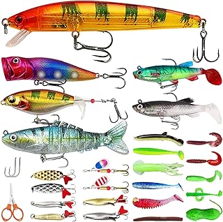 29Pcs Fishing Lures kit, Surprise Set Fishing Bait for All Fishing Enthusiasts Fish Tackle Set Surprise,Fish Bait Gift for Father Son Grandpa Brother Boyfriend product image